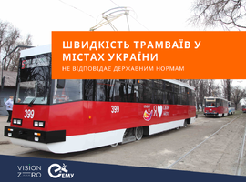 Швидкість трамваїв у містах України не відповідає державним нормам